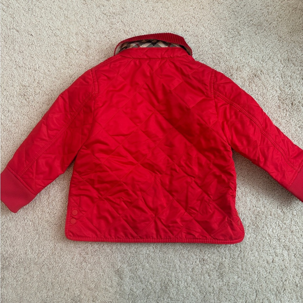 Burberry NWT Infant Baby Kids Otis Corduroy Collar Quilted Jacket Red Size 18 Mo - Picture 4 of 11